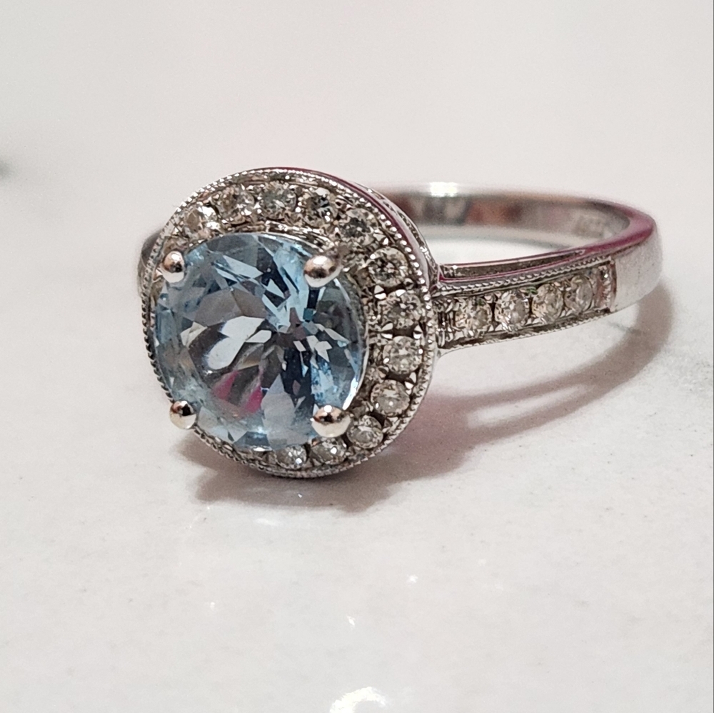 Aquamarine and Diamond Ring